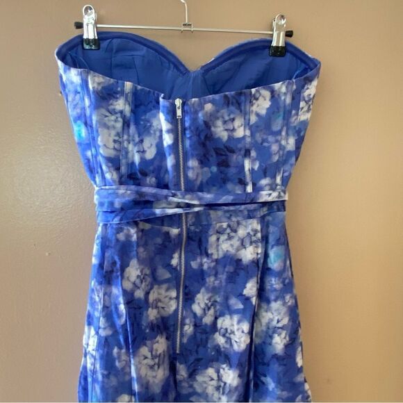 Bardot Vibrant Floral Midi Dress Blue Corset Bustier Sundress Sz XL - Picture 13 of 14